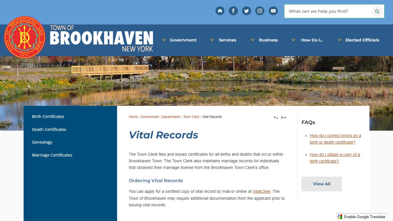Vital Records | Brookhaven, NY
